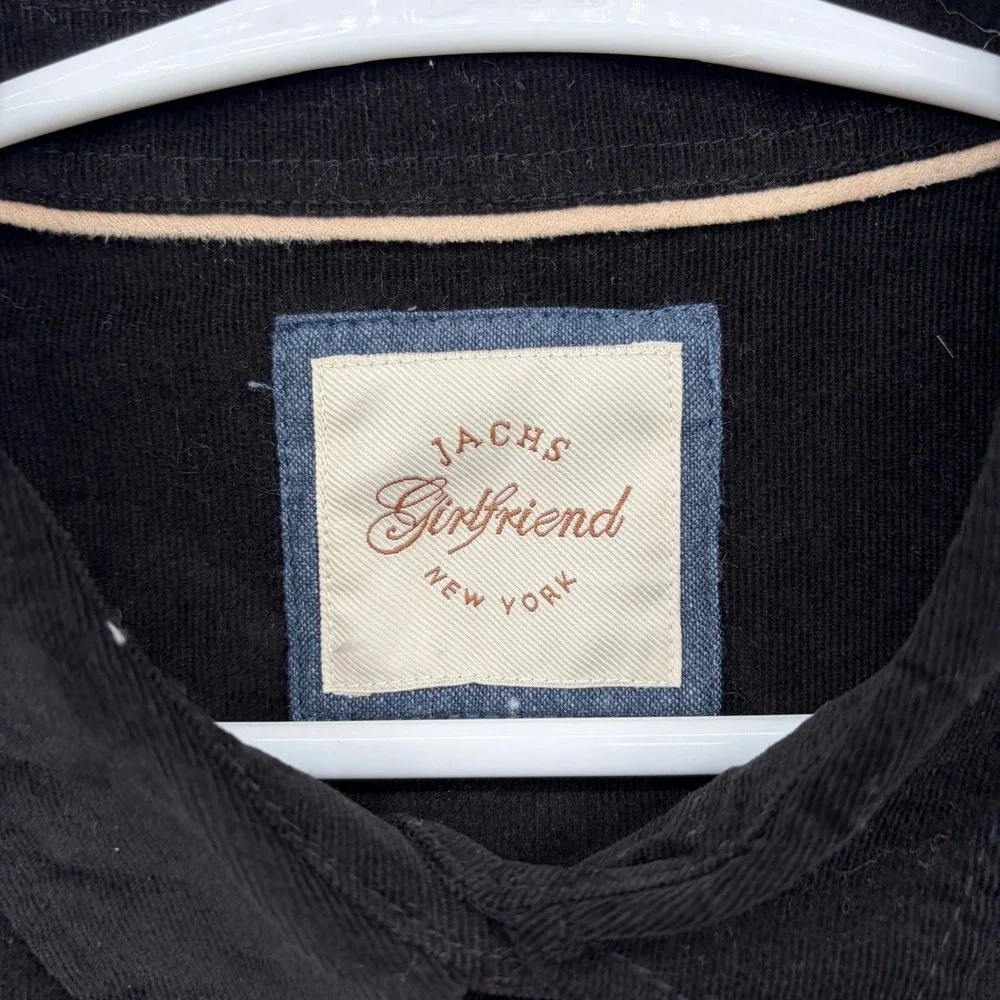 Jachs Girlfriend Womens Black Corduroy Button Down Shirt Long Sleeve Size L NWT